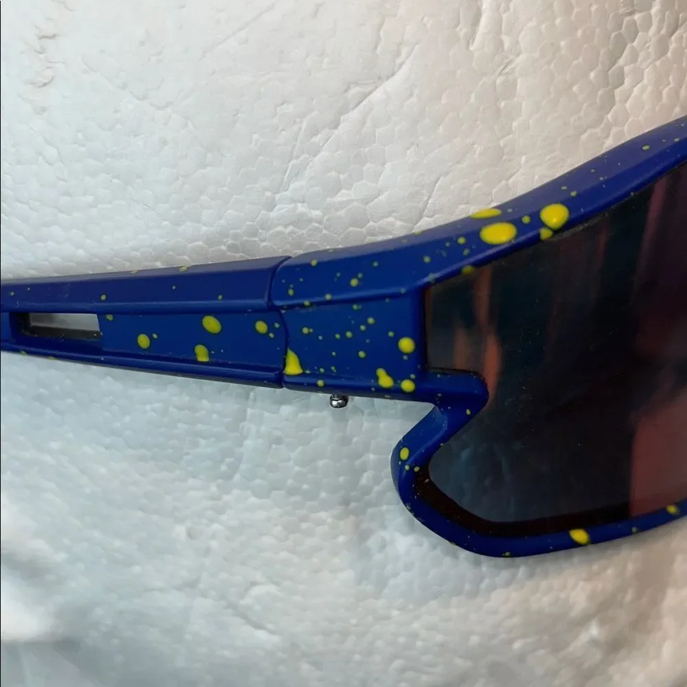 Pit Viper “Like”Sunglasses Scratched Blue Lens Yellow Splatter Frame worn used